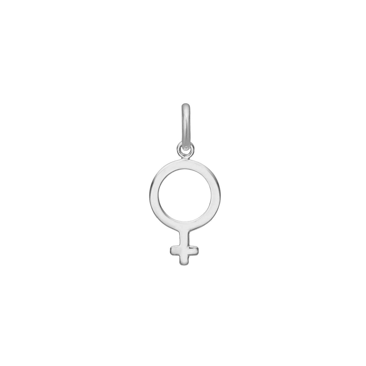 Siersbøl pigetegn vedhæng i rhodineret sølv, enkelt og feminint symbol, 15 mm