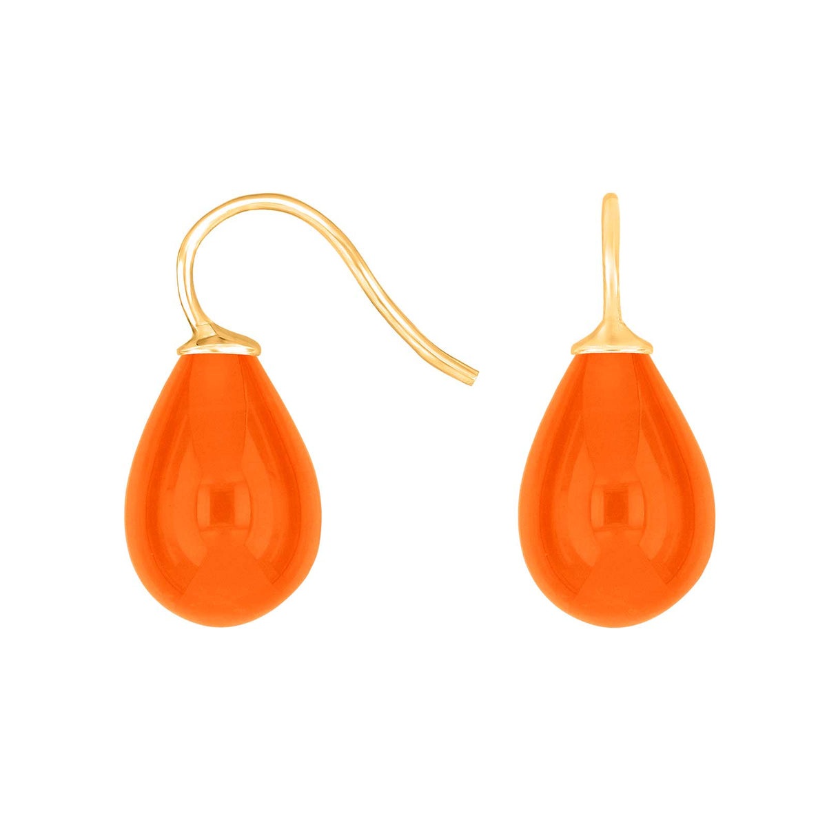 Elegante Ohrringe von Heide Heinzendorff aus vergoldetem Silber mit tropfenförmigen orangefarbenen Quarzsteinen, 16 × 11 mm