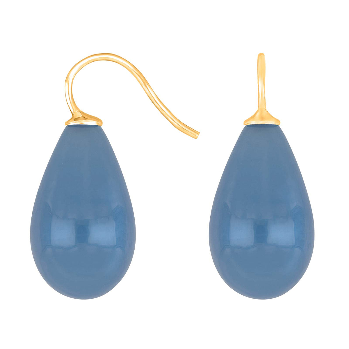 Elegante Heide Heinzendorff Ohrringe aus böhmischem Quarzglas und vergoldetem Silber mit blauem Quarz in stilvoller Tropfenform.