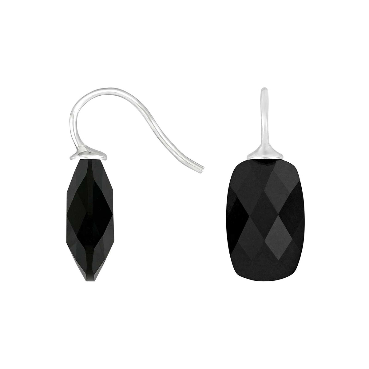 Elegante Heide Heinzendorff Rhod-Ohrringe aus Silber mit raffiniert facettiertem schwarzem Quarz