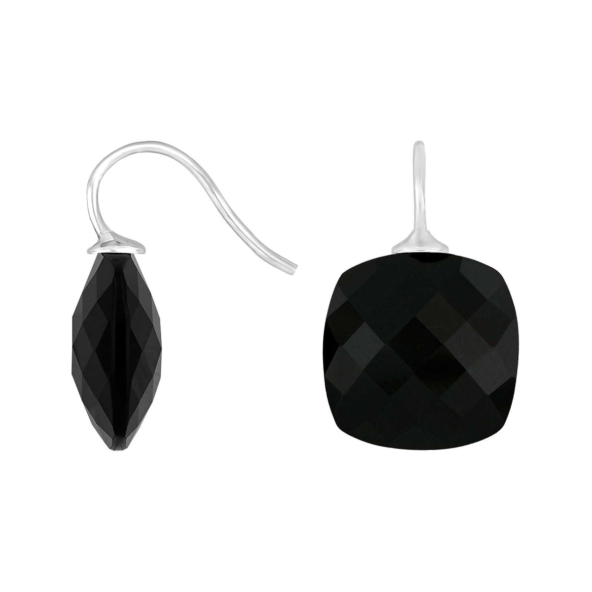 Elegante Heide Heinzendorff Ohrbügel aus rhodiniertem Silber mit raffinierten schwarzen Quarztropfen