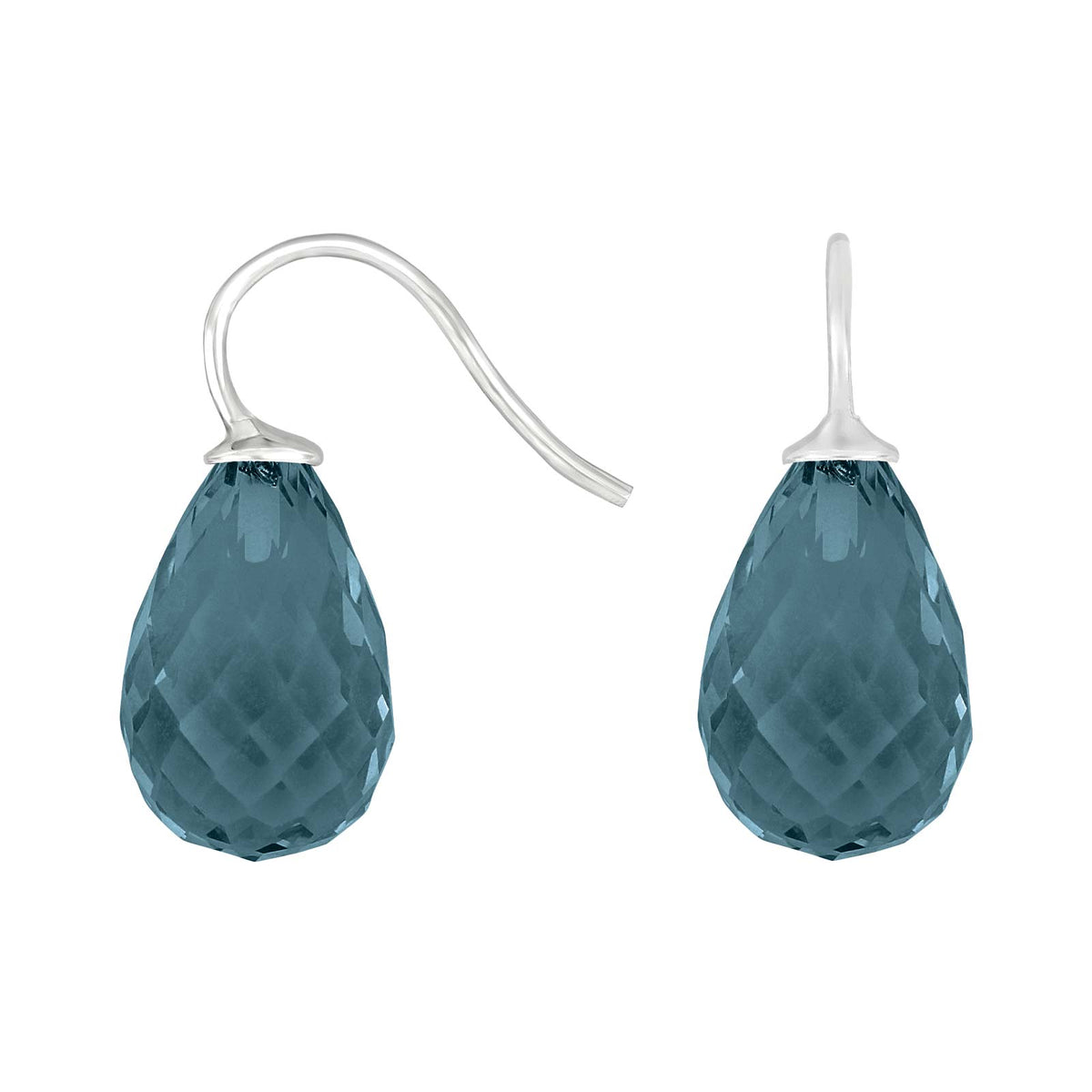 Elegante Heide-Heinzendorff-Ohrringe aus Silber mit dunkelblauem, tropfenförmigem Quarz.
