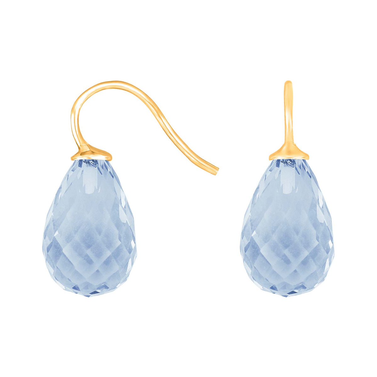 Elegante, facettierte Ohrringe von Heide Heinzendorff aus vergoldetem Silber mit hellblauem Quarz – stilvoll und raffiniert.