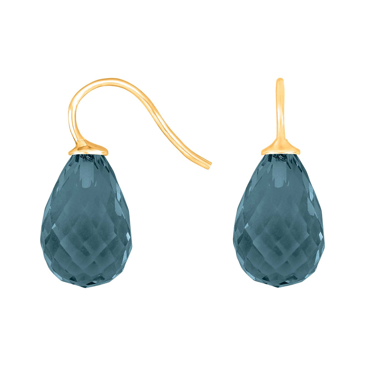 Elegante Heide-Heinzendorff-Ohrringe aus vergoldetem Silber mit stilvollem blau-grauem Quarz