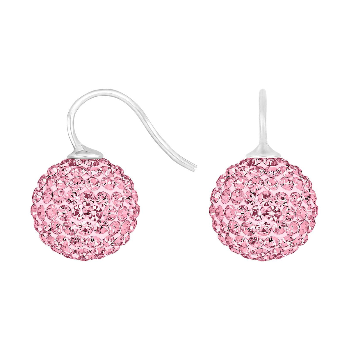 Elegante Heide Heinzendorff Pavé-Kugelohrringe aus rhodiniertem Silber mit rosafarbenen Zirkonia