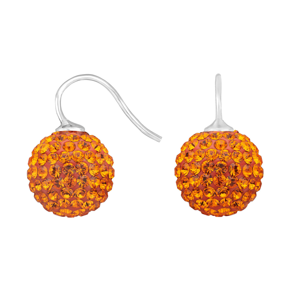Elegante Heide Heinzendorff Pavé-Kugelohrringe aus rhodiniertem Silber mit orangefarbenen kubischen Zirkonia