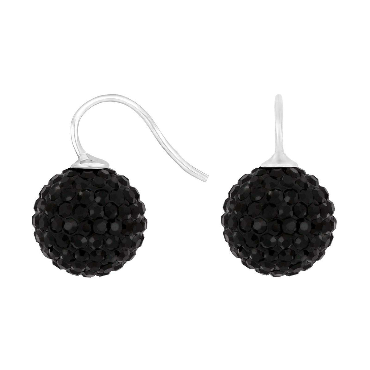 Heide Heinzendorff elegante Pavé-Kugel-Ohrringe aus rhodiniertem Silber mit funkelnden schwarzen Zirkonia