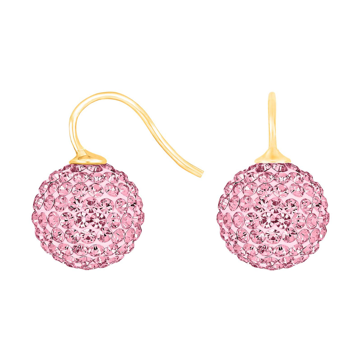 Elegante Heide Heinzendorff Pavé-Kugel-Ohrhänger aus vergoldetem Silber mit rosafarbenen Zirkoniasteinen
