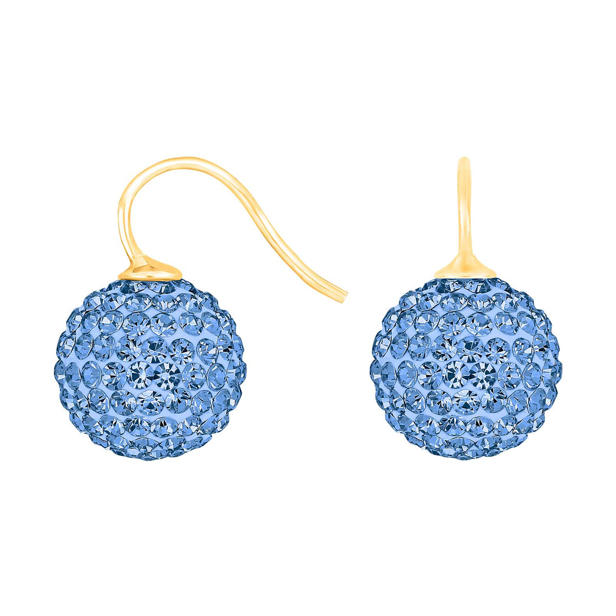 Elegante Heide Heinzendorff Pavé-Kugelohrringe aus vergoldetem Silber mit funkelnden, hellblauen Zirkonia-Steinen – ein stilvolles und raffiniertes Schmuckstück vom Schmuckzentrum.