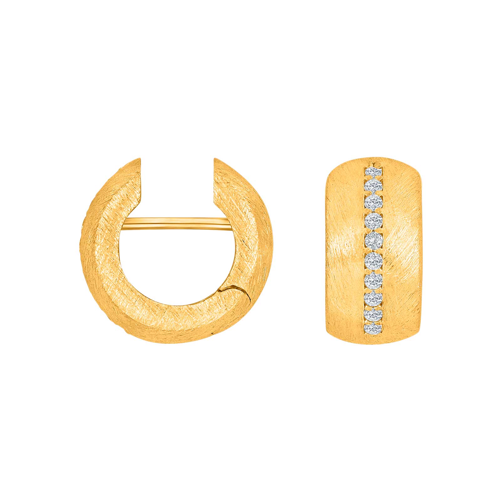 Heide Heinzendorff Lola system-creoler i mat forgyldt sølv med hvide zirkonia måler 16x8 mm.