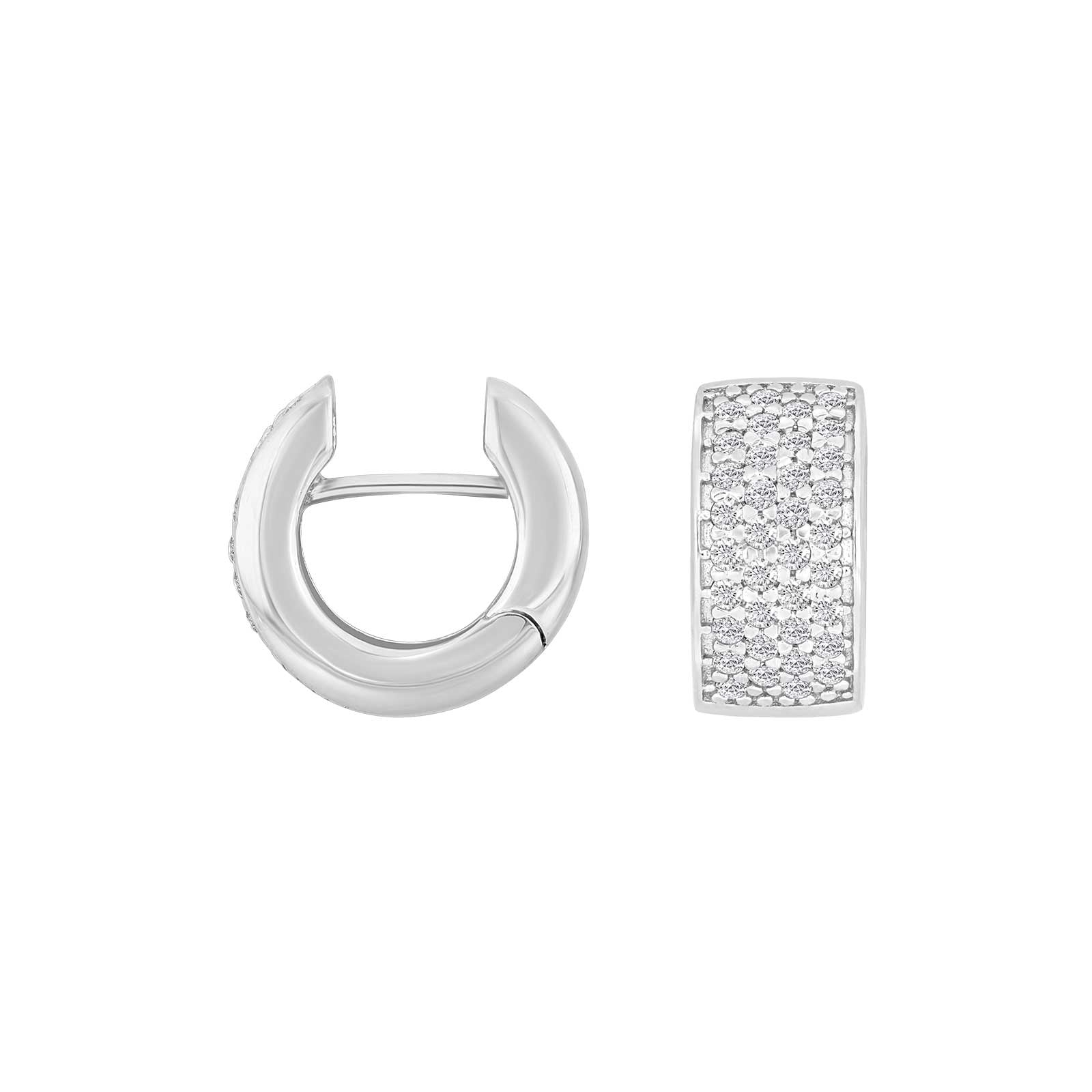 Heide Heinzendorff Rosa system-creoler i rhodineret sølv med zirkonia målende 15x8 mm.