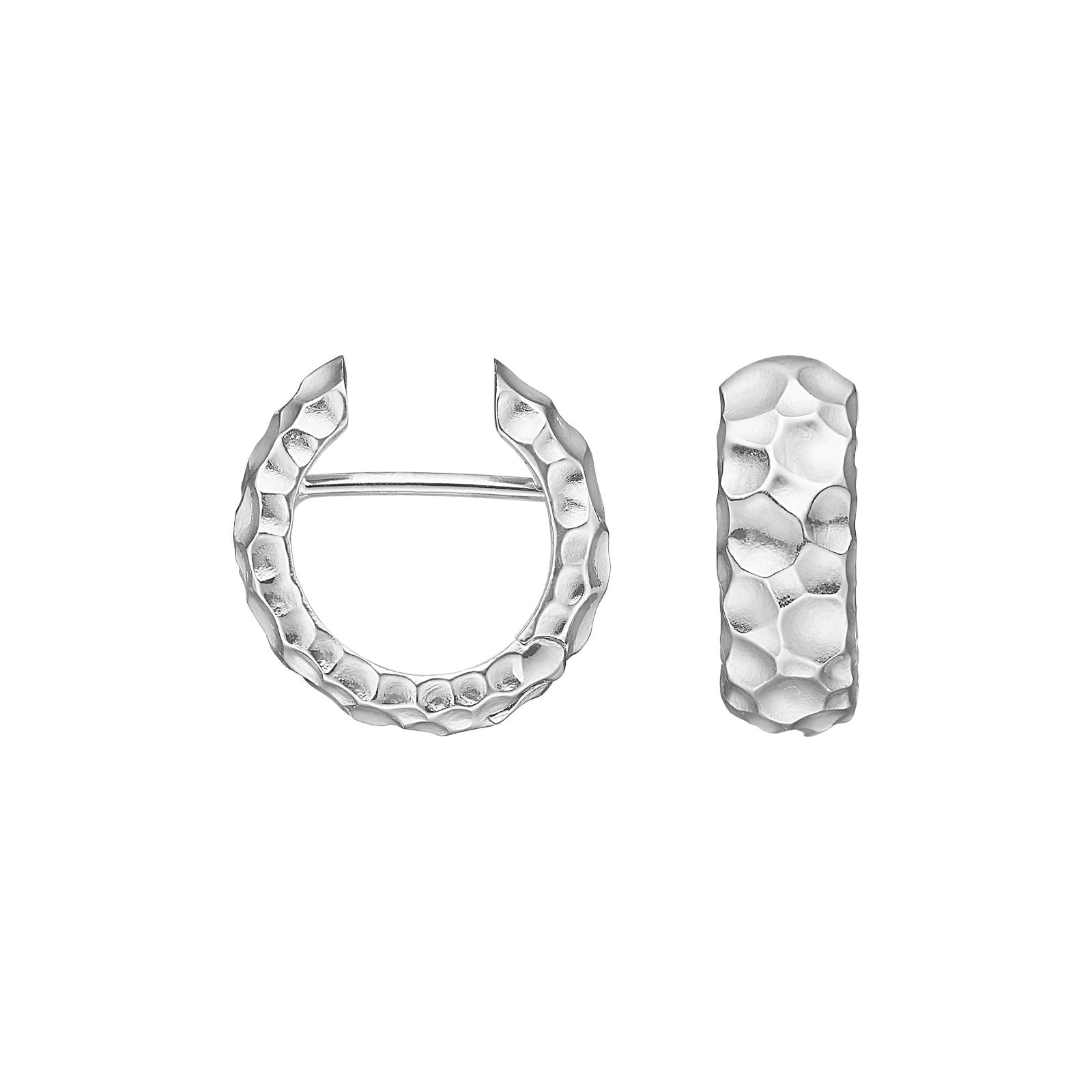 Heide Heinzendorff System-Creolen aus rhodiniertem, gehämmertem Silber, 6 x 16 mm, ohne Steine