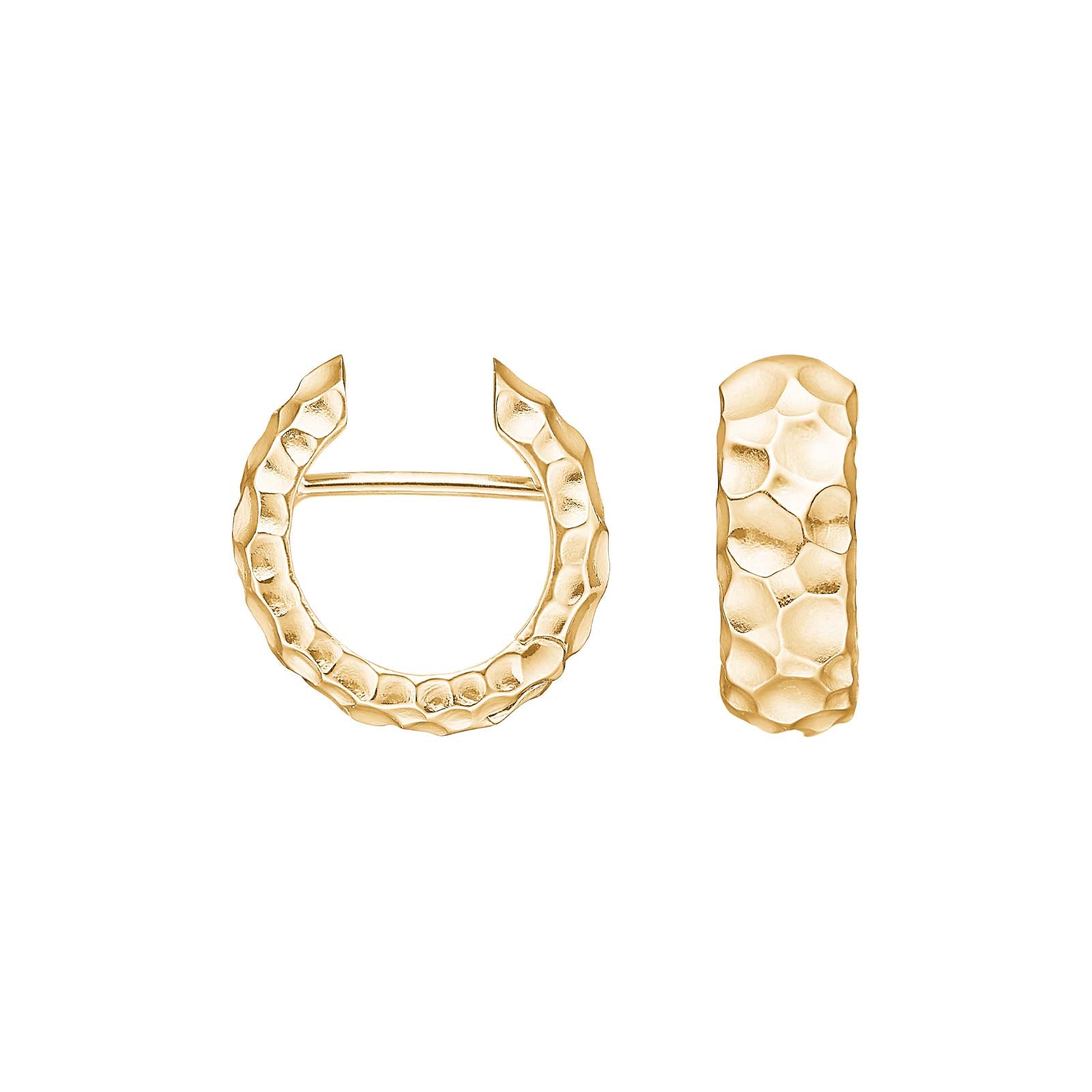 Heide Heinzendorff Creolen aus vergoldetem Silber, 6 x 16 mm, als elegante System-Ohrringe mit gehämmerter Oberfläche