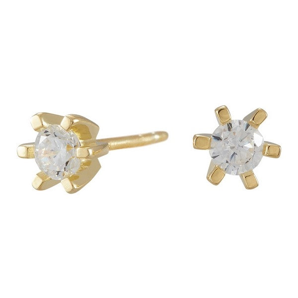 Vergoldete Silber Ohrringe 6 Krappen mit 2,5-5 mm zirkonia Steinen