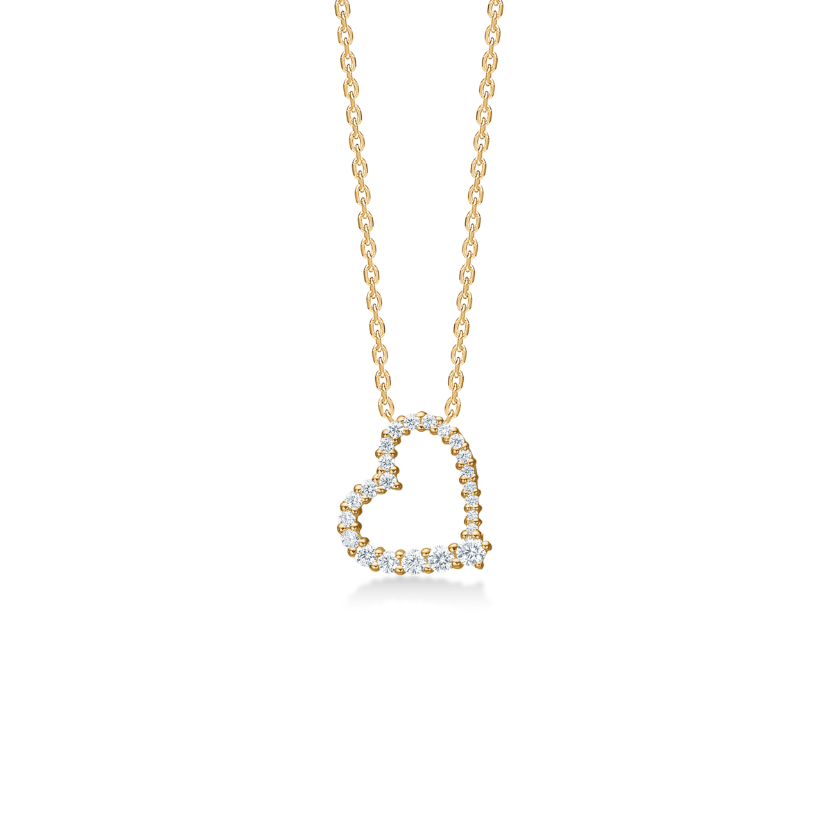 Mads Z Swift Herzanhänger aus 8-karätigem Gold mit funkelnden Zirkonia – elegantes, stilvolles und modernes Schmuckstück mit offenem Herzdesign