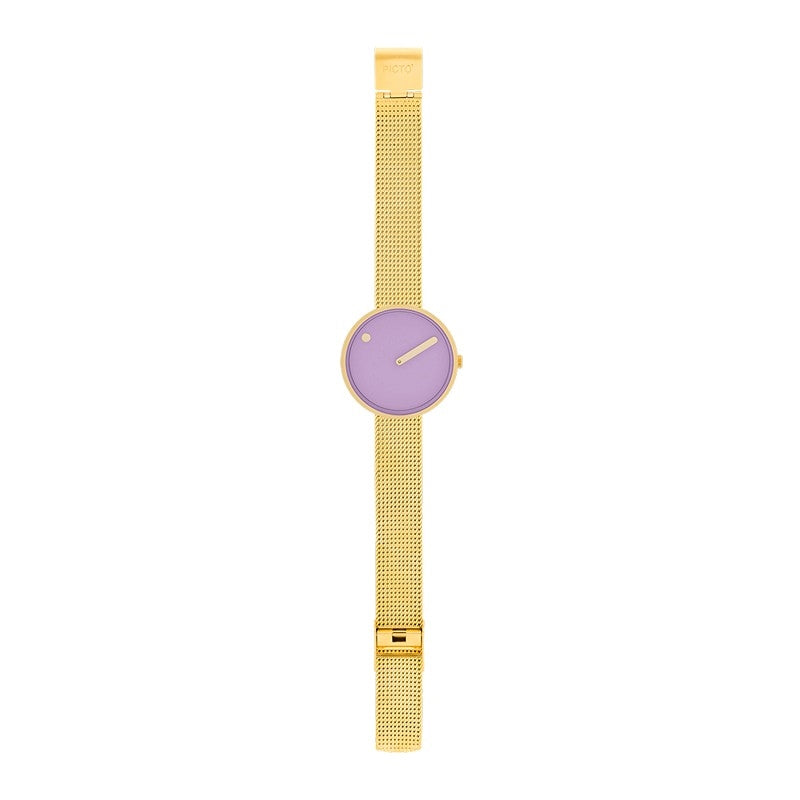 Picto Lavender skive med mat mesh-rem i Ip guld