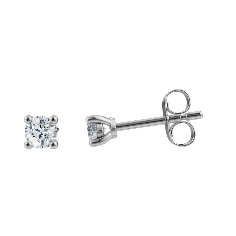 LUXURY Ohrringe aus 14 kt Weißgold mit lab-grown Diamanten 2x0,125 - 2x0,50 ct