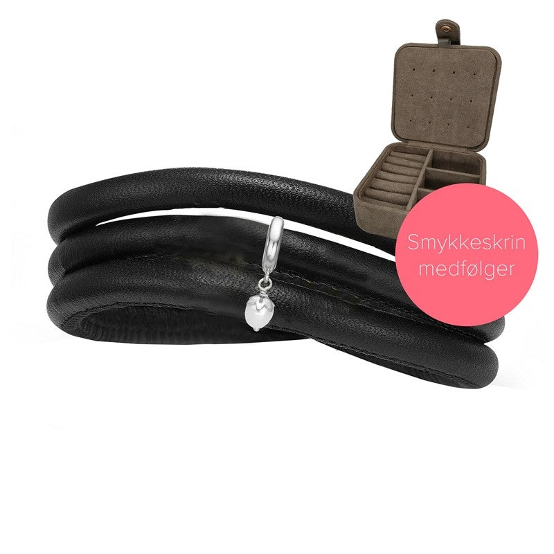 Læderarmbånd med sølv Embrace charm