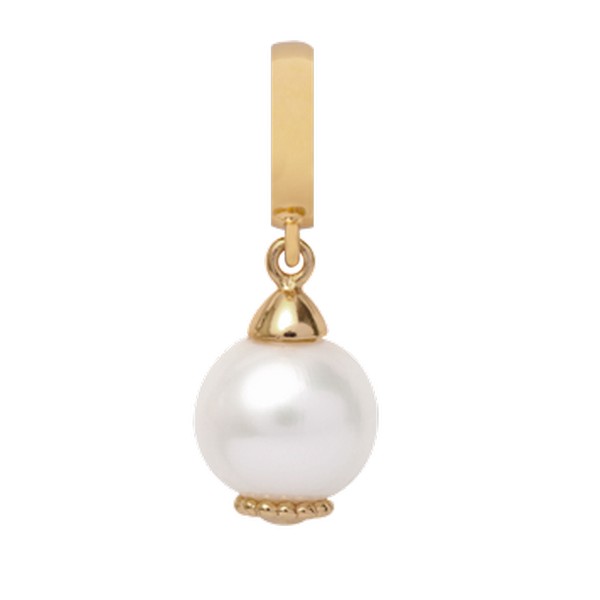 Christina Collect - WHITE PEARL Charm in Vergoldet für Leder