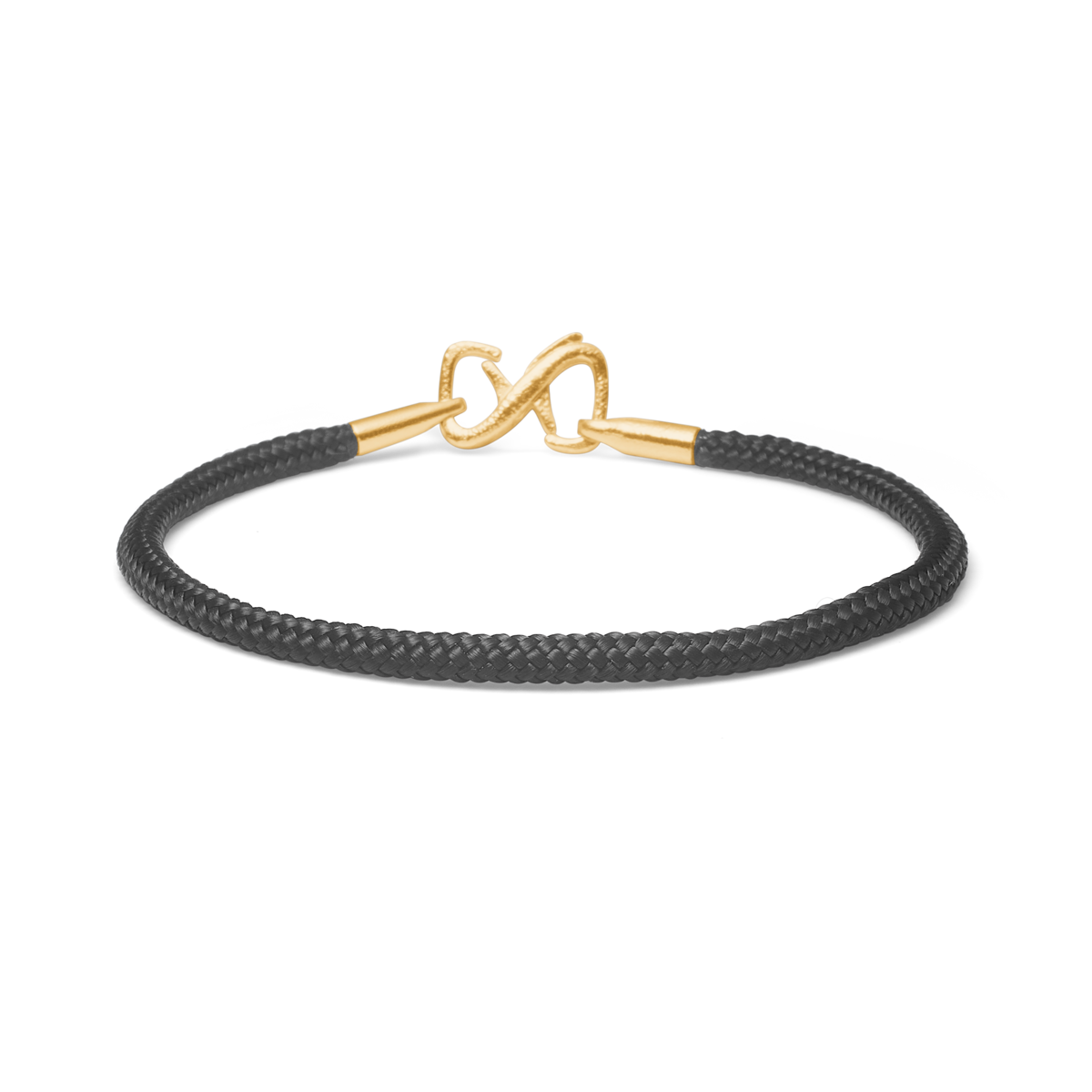 Stilvolles schwarzes Mads Z Poetry Armband mit Verschluss aus vergoldetem Silber