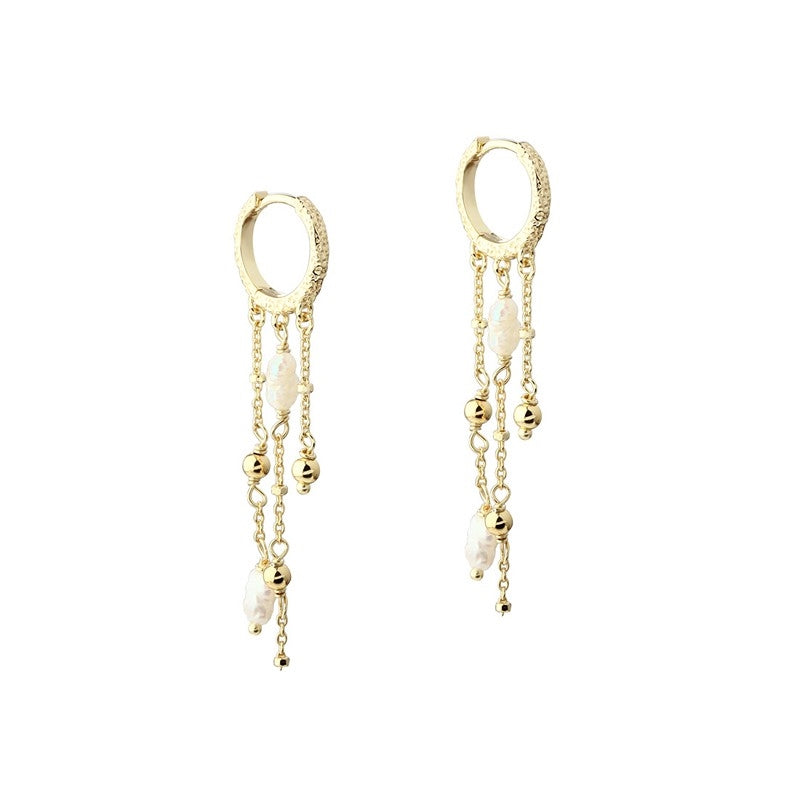 Aqua Dulce - Lunella Pearl Hoop i forgyldt sterlingsølv