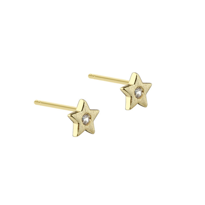 DREAMLIT Star Ohrstecker aus vergoldetem 925er Sterlingsilber mit funkelnden Zirkonia in stilvoller Sternform, 6,5 mm – Schmuckzentrum