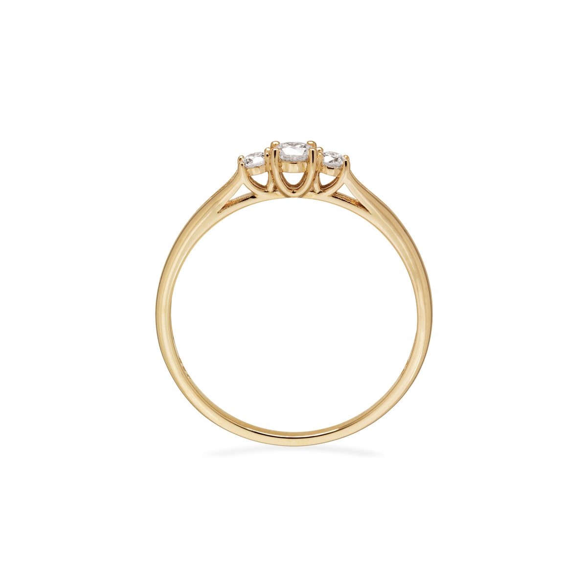 Eleganter Scrouples-Ring aus 8-karätigem Gold mit drei Brillanten von insgesamt 0,17 ct, Ansicht von vorne