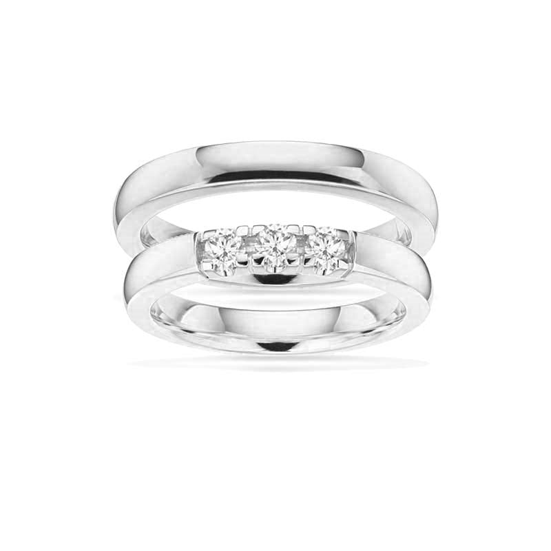 Trauringe - Grace Weißgold 14kt. in 3,25mm und 0,07ct. (wählen Sie die Anzahl der Steine)