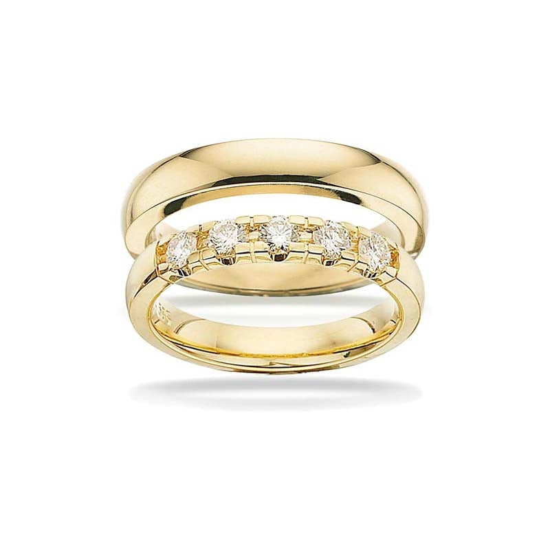 Trauringe - Grace Goldringe 14kt in 3,70mm und 0,11ct (Anzahl der Steine wählen)