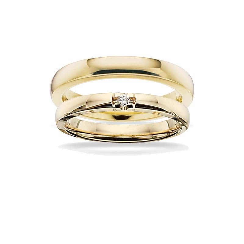 Trauringe - Grace Ringe 14kt. in 3mm mit 0,03ct. Diamant (wählen Sie die Anzahl der Steine)