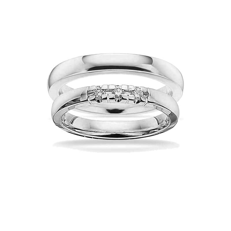 Trauringe - Grace Weißgold 14kt. in 3mm und 0,03ct. (Anzahl der Steine wählen)