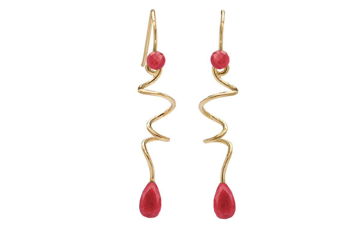 Rabinovich Soft Line Ohrhänger aus vergoldetem Sterlingsilber mit jadefarbenem Chalcedon – elegante, feminine Schmuckstücke mit zeitlosem Design