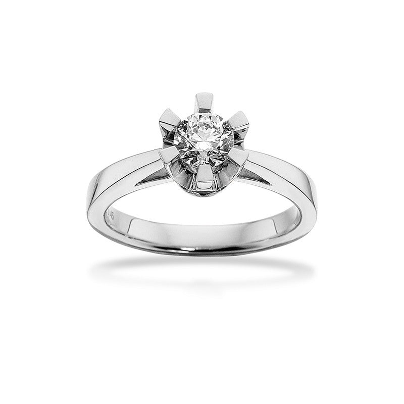 Prinzessring in 14 kt Weißgold mit 0,03 ct Diamant