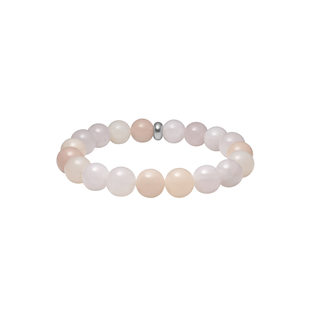 Elegantes Steinarmband von Heide Heinzendorff aus Edelstahl mit 10 mm großen Perlen aus Rosenquarz, rosa Aventurin und Schwammquarz – ein stilvolles, harmonisches Schmuckstück für moderne Looks.