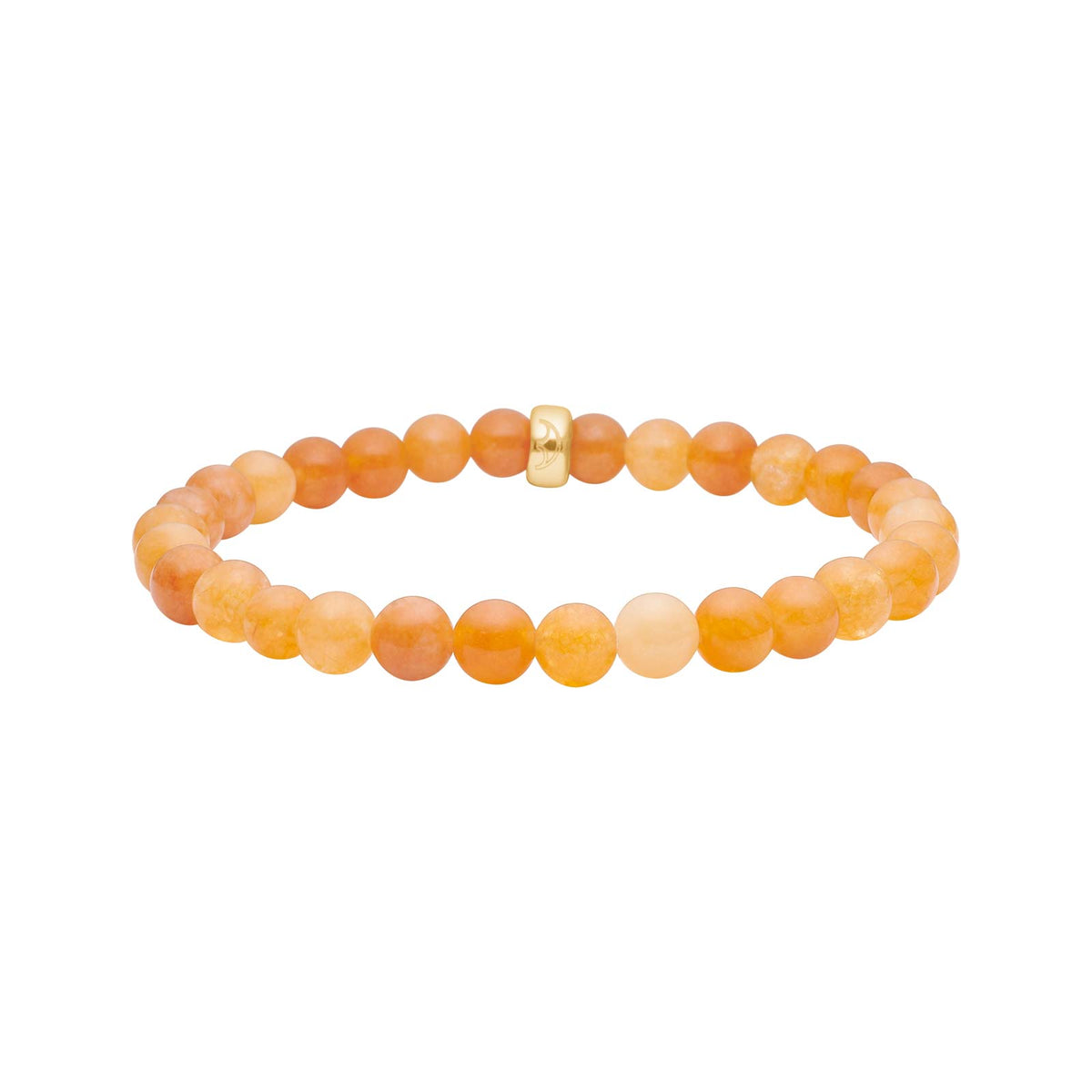 Elegantes Armband von Heide Heinzendorff aus vergoldetem Silber mit 6 mm großen orangefarbenen Schwammquarz-Perlen – ein stilvolles und zeitloses Schmuckstück mit warmem Farbspiel.