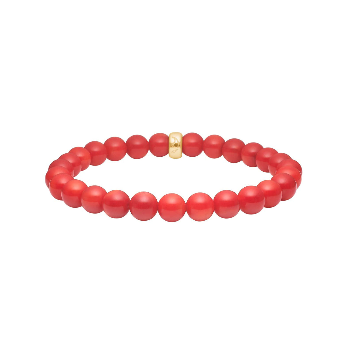 Heide Heinzendorff Armband aus Bambuskoralle mit 7 mm großen, runden korallenroten Perlen und elegantem Zwischenstück aus vergoldetem Silber – ein stilvolles, zeitloses Schmuckstück vom Schmuckzentrum.