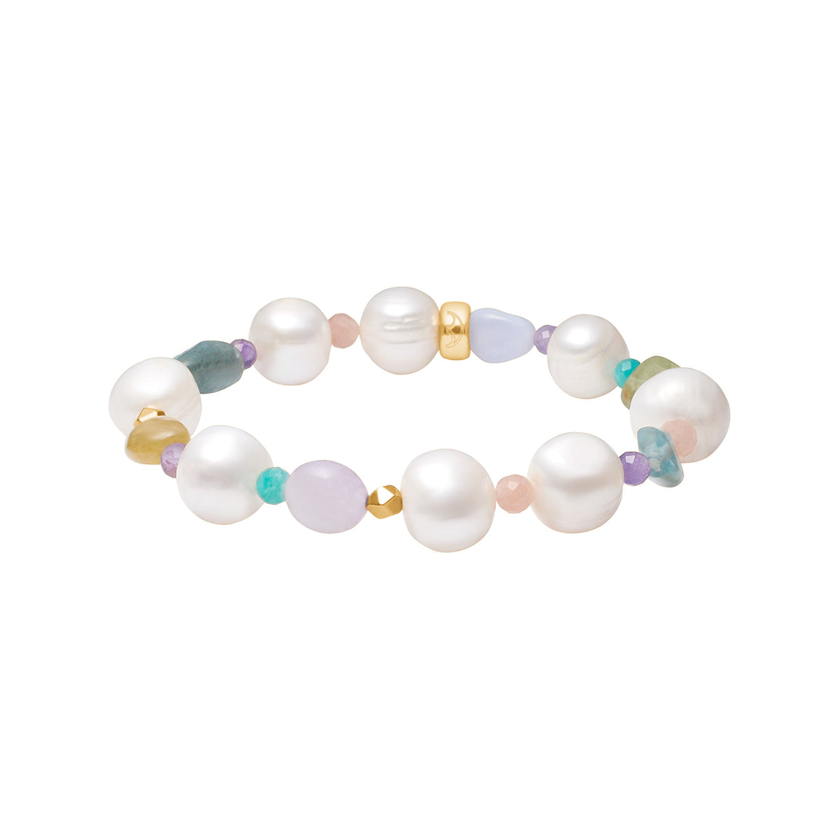 Elegantes Heide-Heinzendorff-Armband aus vergoldetem Silber mit Peridot, Amethyst, Hämatit, Süßwasserperlen und farbenfrohen Edelsteinen – stilvoller Schmuck vom Schmuckzentrum.