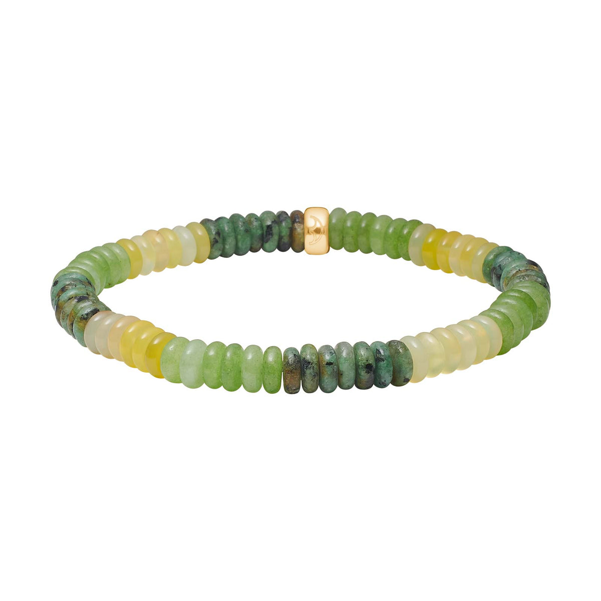 Heide Heinzendorff Armband aus Achat, Kirschquarz und Aventurin in stilvollen goldenen, orangefarbenen und zartrosa Nuancen mit glatt polierten Rondellperlen und elegantem goldfarbenem Metallelement – erhältlich im Schmuckzentrum.