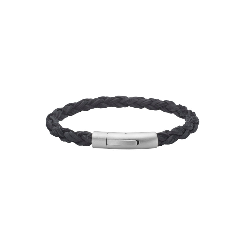 Herrearmbånd i sort kalveskind, rund flet 6 mm, SON of NOA