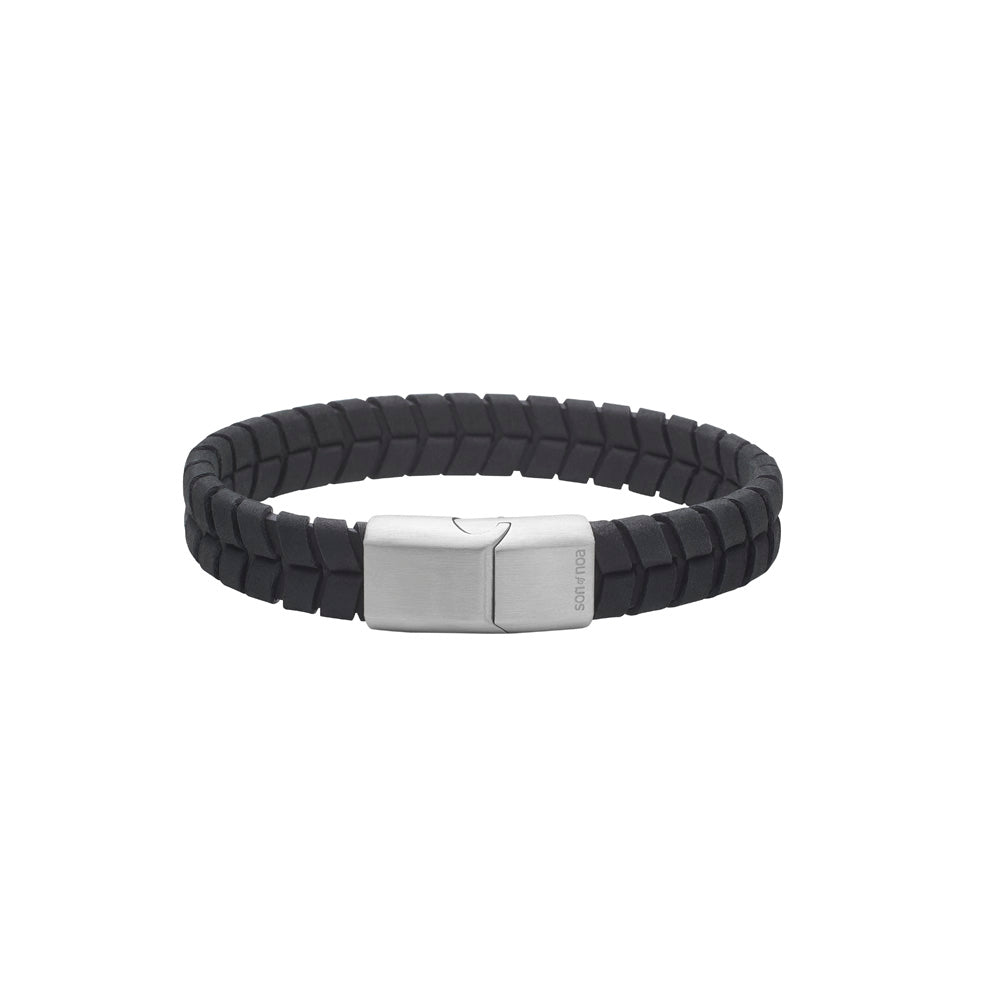 Herrearmbånd i sort kalveskind 12 mm, SON of NOA