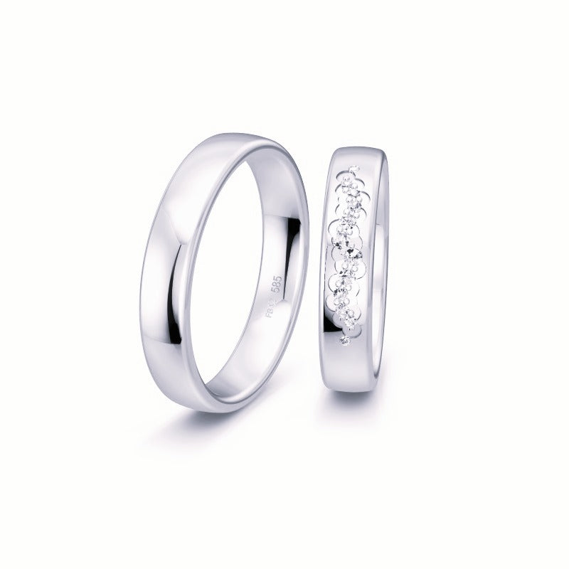 Breuning Renaissance Trauring aus Weißgold (9–14 Karat) mit 12 Diamanten, 0,129 ct – elegant und zeitlos