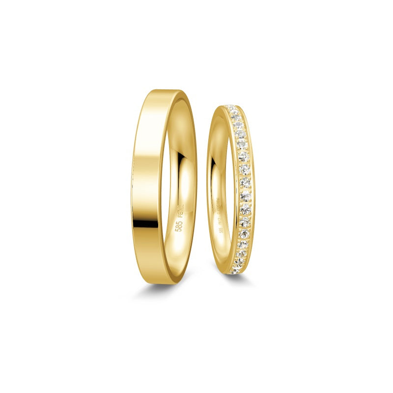 Breuning Renaissance Trauring in 8 bis 14 Karat Gold mit 41 Diamanten
