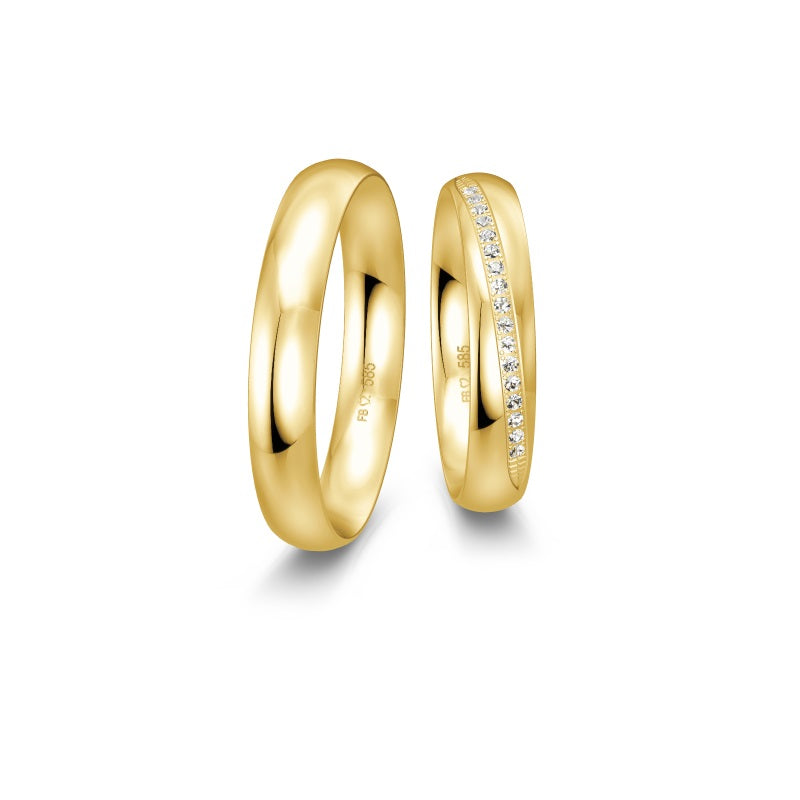 Breuning Renaissance Trauring aus Gold, 17 Diamanten, 0,094 ct