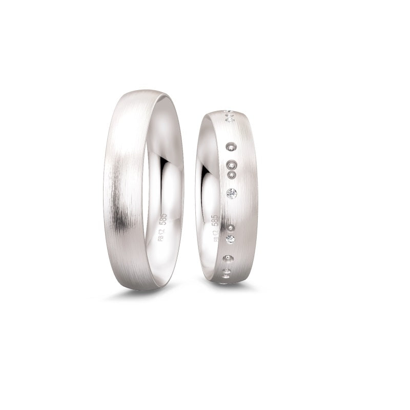 Breuning Renaissance Weißgold Trauring 9 Diamanten 0,075 ct