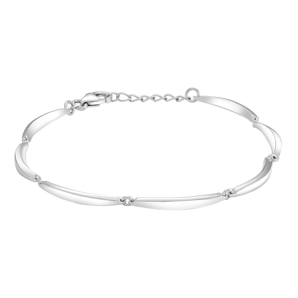 Siersbøl banan armbånd i rhodineret sølv med buet, klassisk design