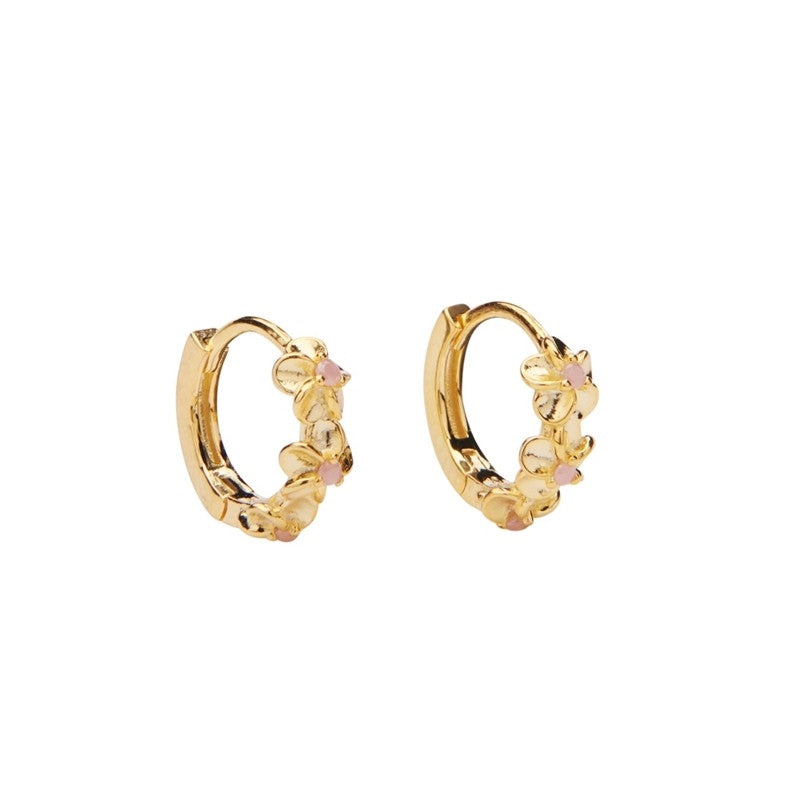 Pico - Aster crystal hoops i forgyldt sølv