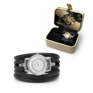 Christina Jewelry & Watches dameur i stål med hvid urskive og læderarmbånd, Ø 32 mm