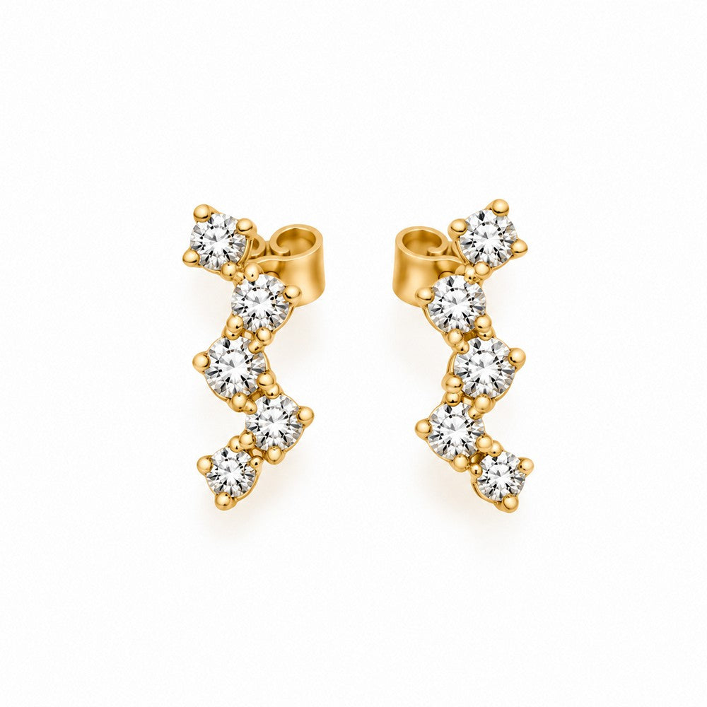 Elegante, breite Ohrstecker aus 8-karätigem Gold mit fünf klaren Zirkonia – ein stilvolles und zeitloses Schmuckstück vom Schmuckzentrum
