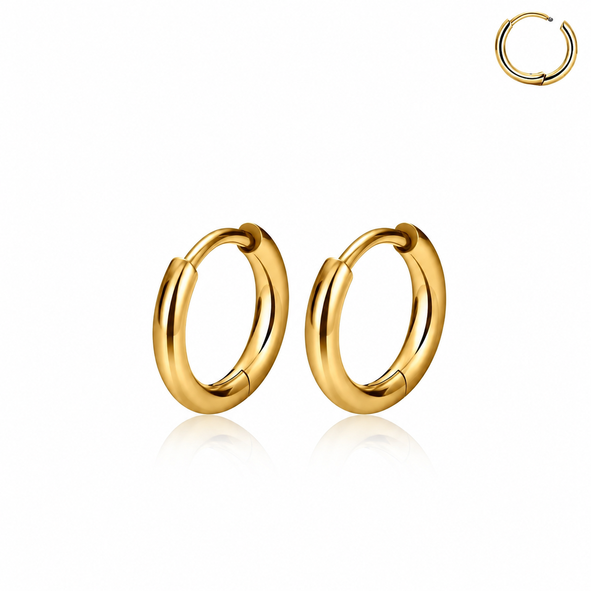 Elegante, nickelfreie Creolen aus vergoldetem Titan, 12 mm groß, ohne Steine und mit einer warmen, stilvollen Goldfarbe