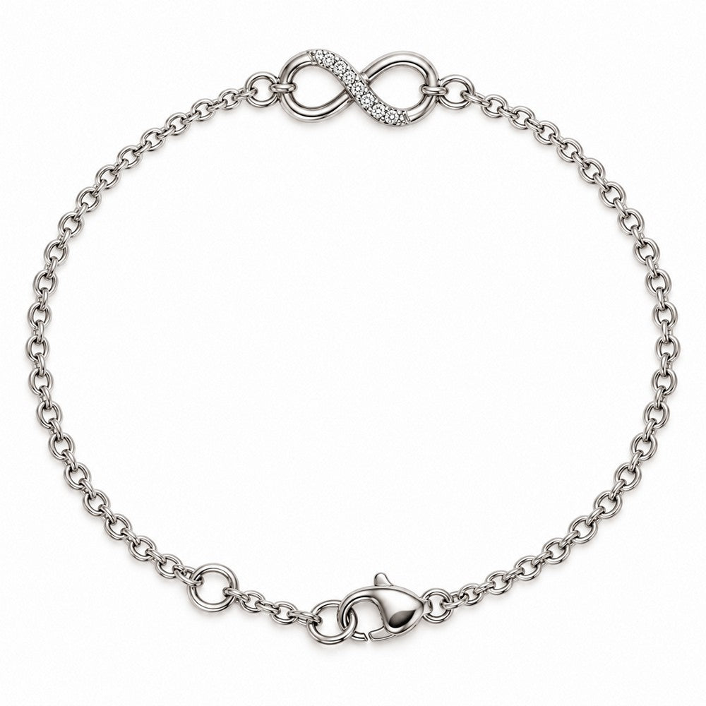 Elegantes Armband mit Unendlichkeitszeichen und funkelnden Zirkonia aus rhodiniertem Silber von Schmuckzentrum